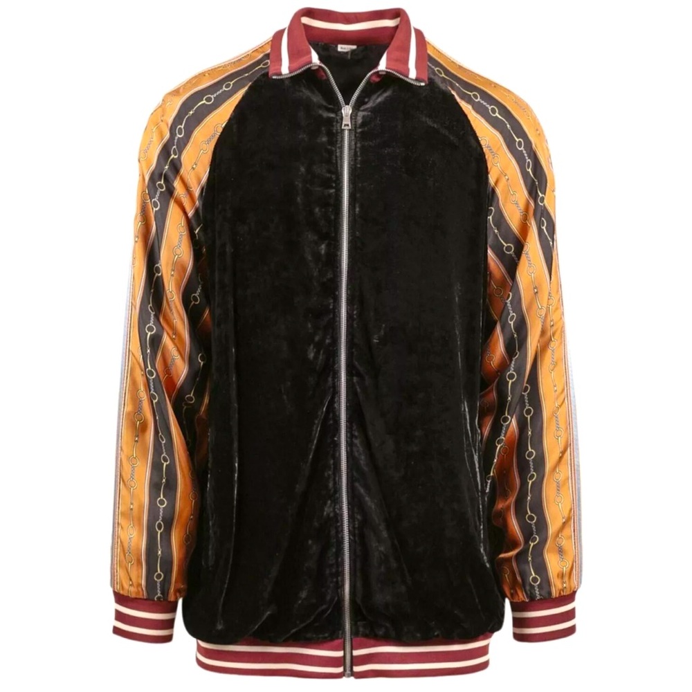 NWT *Authentic* GUCCI Mixed Media Velvet Track Jacket *SIZE 48